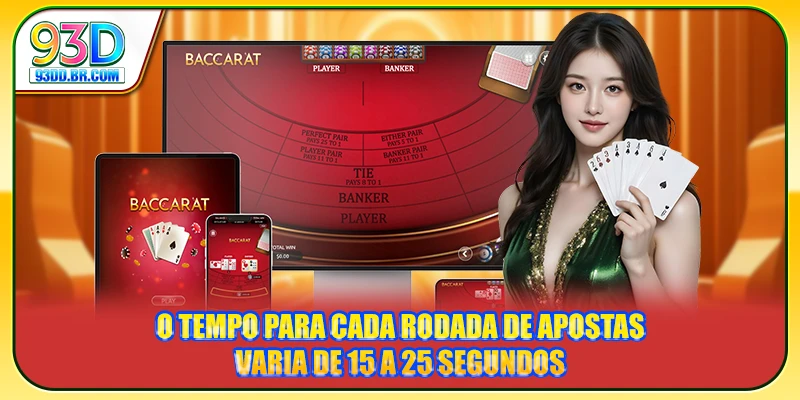 O tempo para cada rodada de apostas varia de 15 a 25 segundos